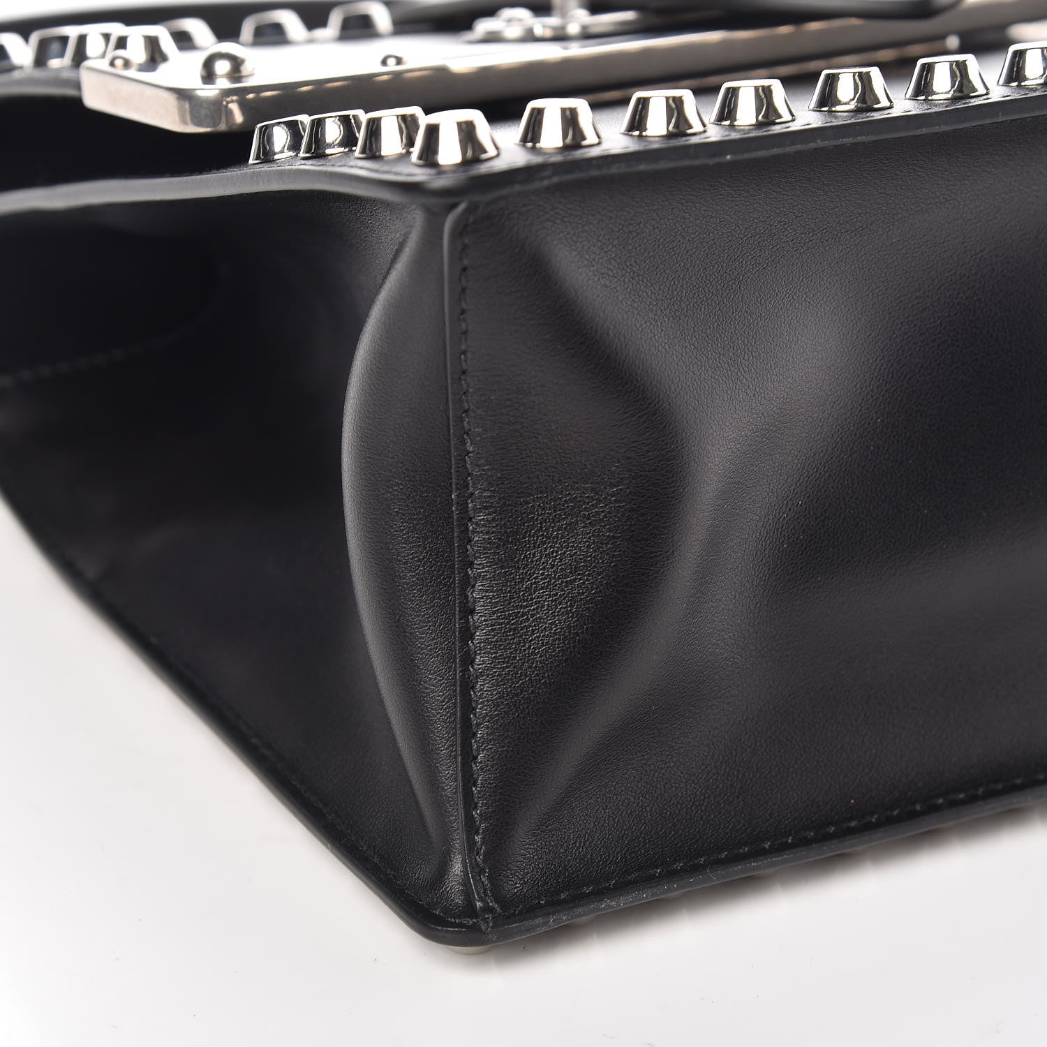 Prada City Calfskin Saffiano Studded Cahier Bag Black 8 of 9