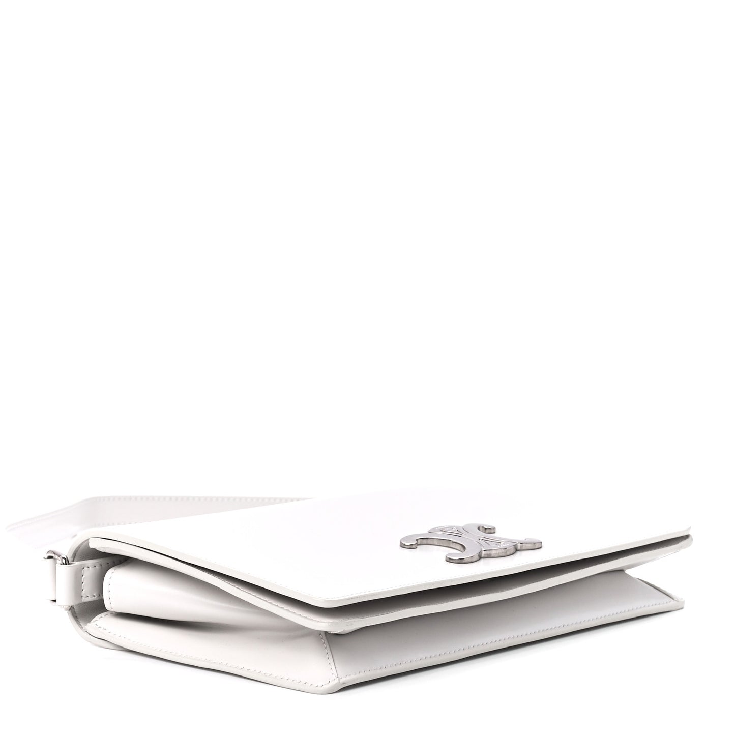 Shiny Calfskin Trapeze Triomphe Bag White