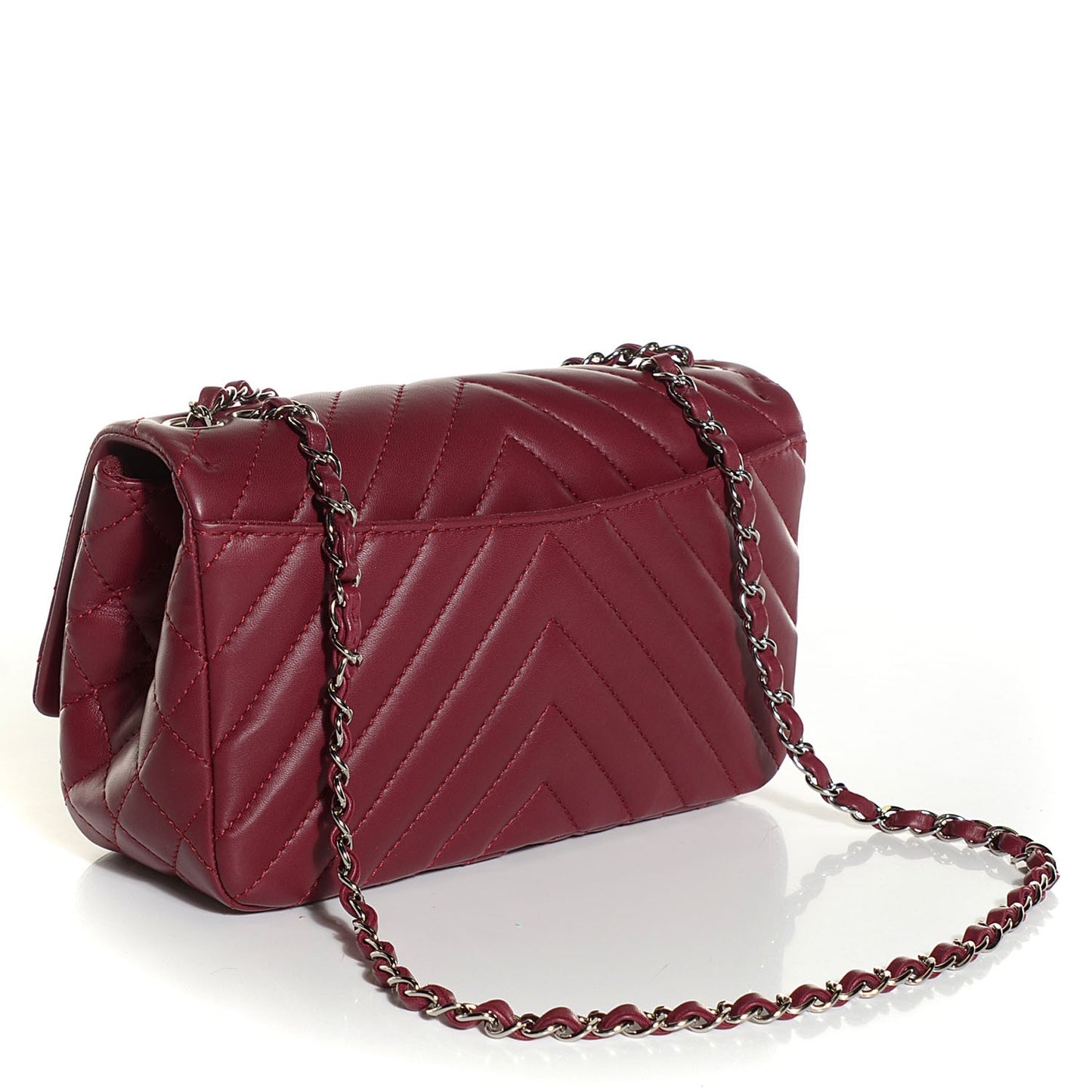 Lambskin Chevron Medium Single Flap Red