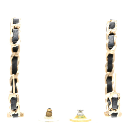 Chanel Lambskin CC Turnlock Chain Hoop Earrings Gold Black 3 of 4