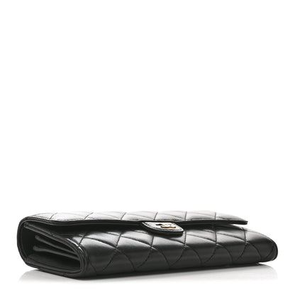 Chanel Lambskin Quilted Large Gusset Flap Wallet Black 4 of 10
