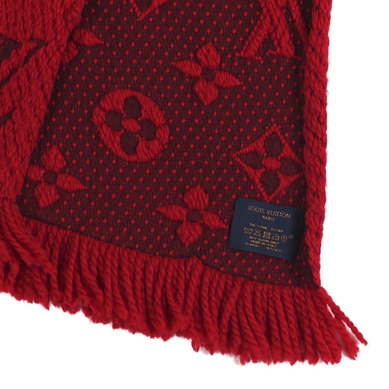 ruby　LOUIS VUITTON　大判マフラー　USED LOUIS VUITTON Logomania Ruby Red Wool Silk Scarf