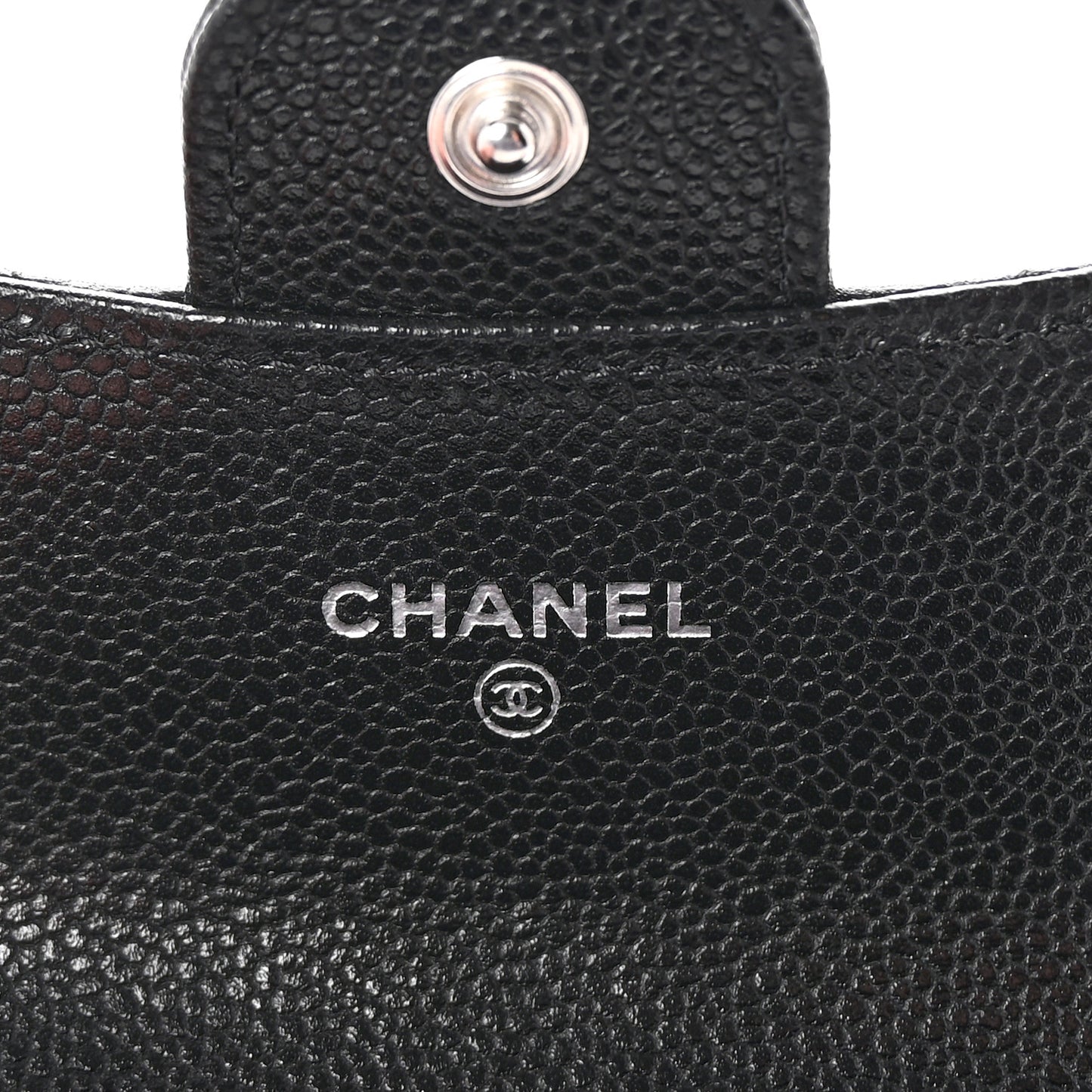 Caviar Quilted Flap Card Holder Wallet Black