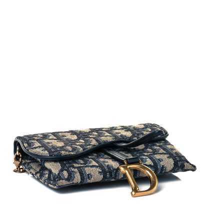 Christian Dior Oblique Nano Saddle Chain Pouch Blue 4 of 7
