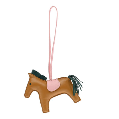 Hermes Milo Lambskin Grigri Rodeo Horse Bag Charm MM Sesame Malachite Rose Sakura 1 of 5
