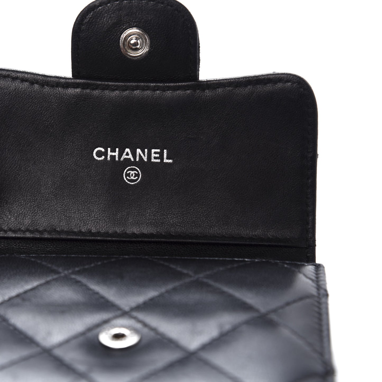 Lambskin Quilted Double Sided Wallet Black