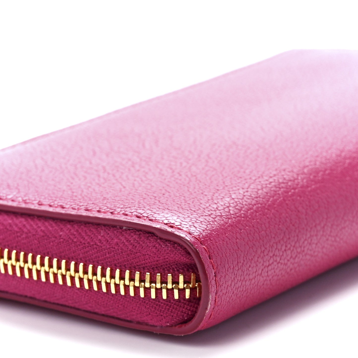 Goatskin Madras Zip Compact Wallet Pink