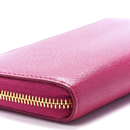 Miu Miu Goatskin Madras Zip Compact Wallet Pink 9 of 11