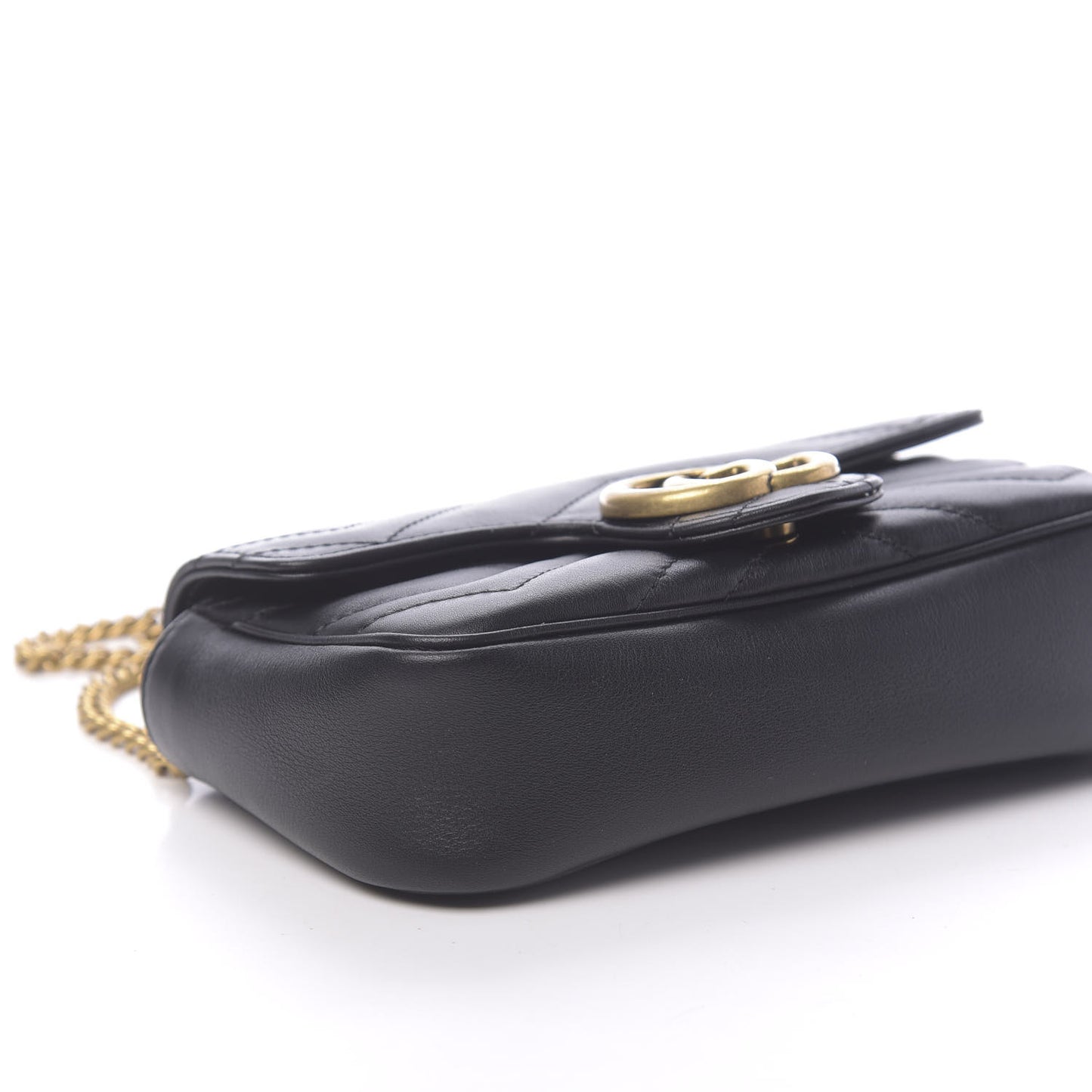 Calfskin Matelasse Super Mini GG Marmont Shoulder Bag Black