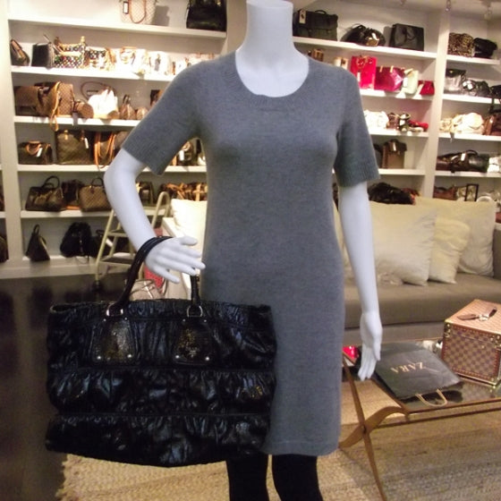 Vernice Gaufre Tote Black