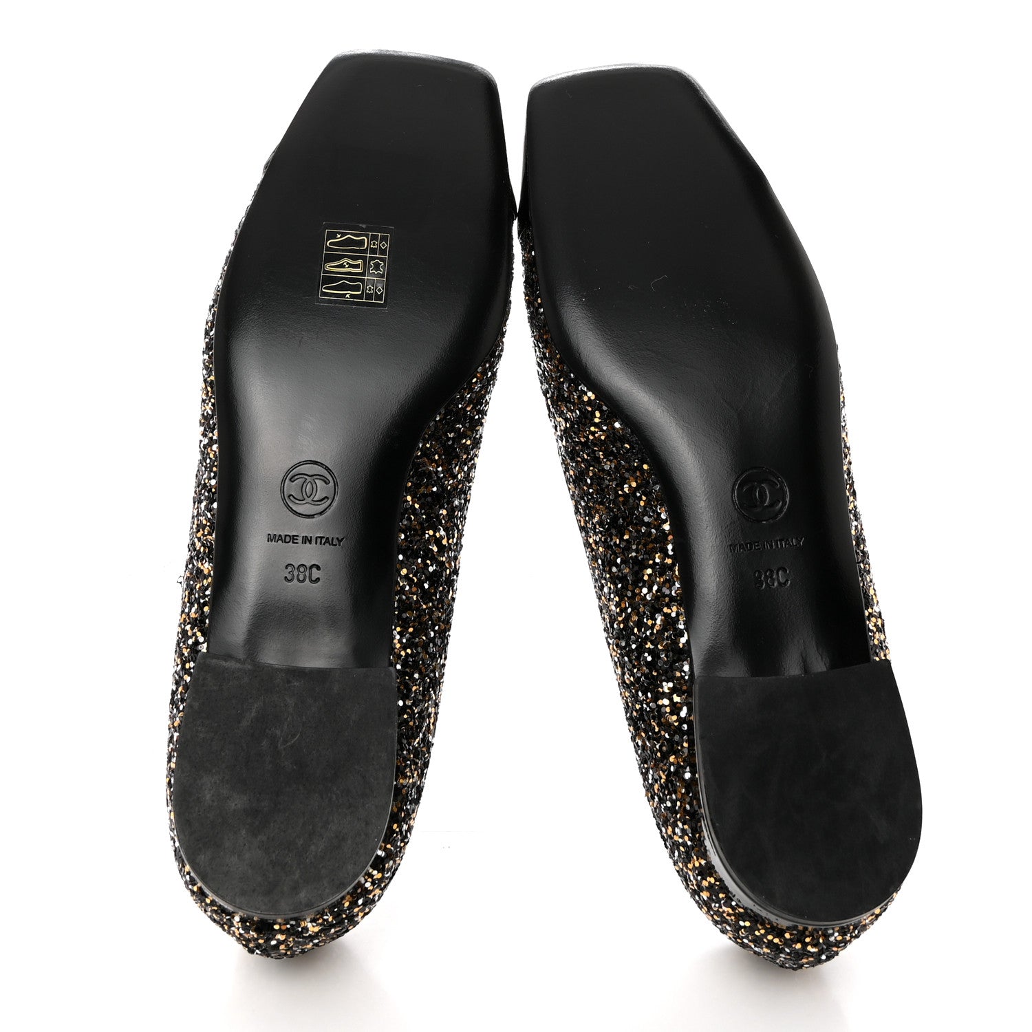Chanel Glitter Fabric Patent Calfskin Mocassin Loafers 38 Black Bronze 5 of 8