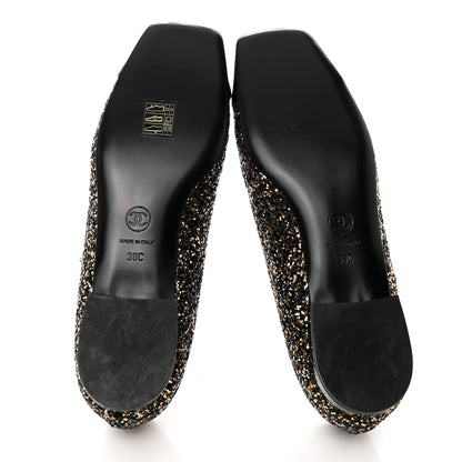 Chanel Glitter Fabric Patent Calfskin Mocassin Loafers 38 Black Bronze 5 of 8