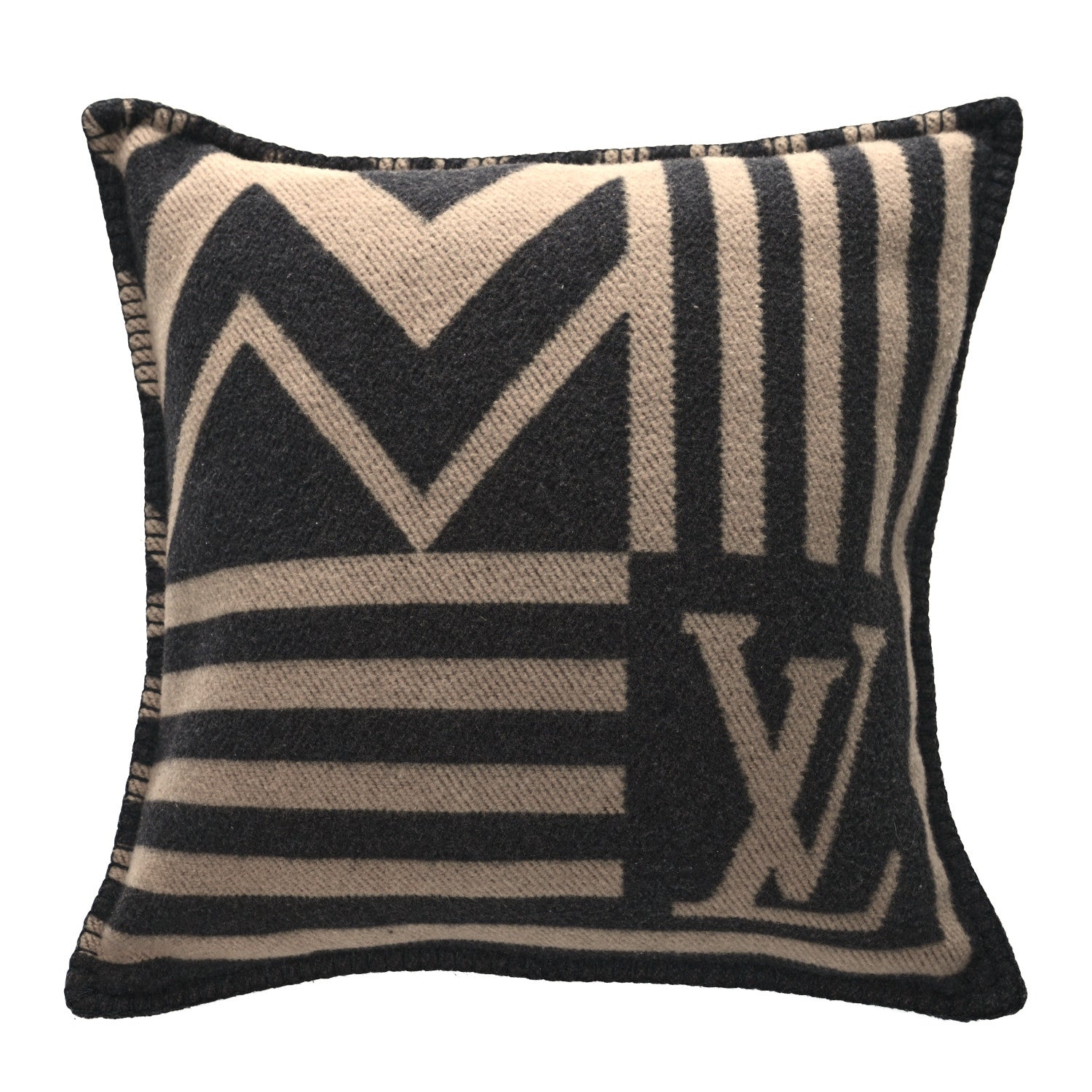 Louis Vuitton Cashmere Cotton Cushion LV Pillow Brown Tan 1 of 3