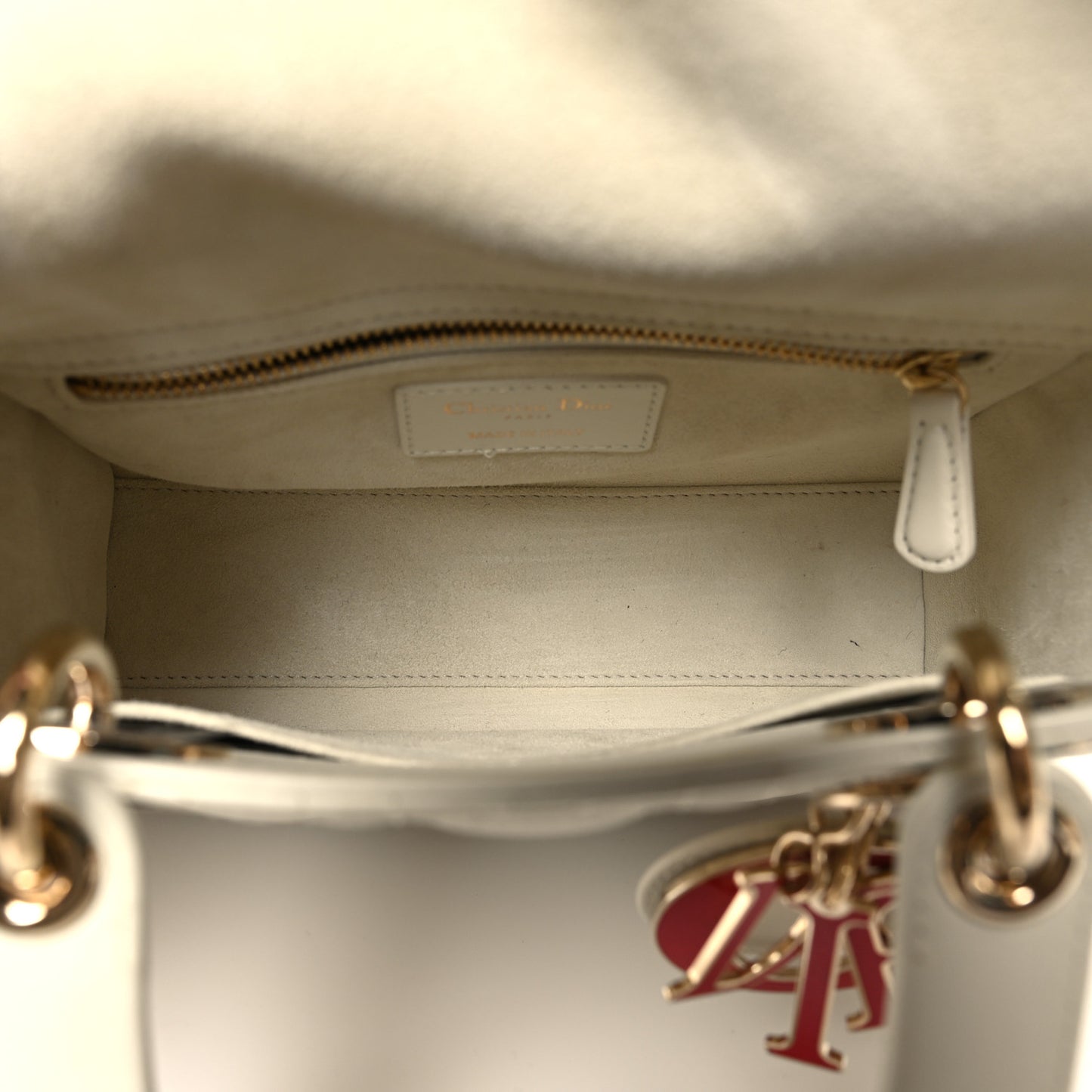 Lambskin Cannage Dioramour Heart Small Lady Dior White Red