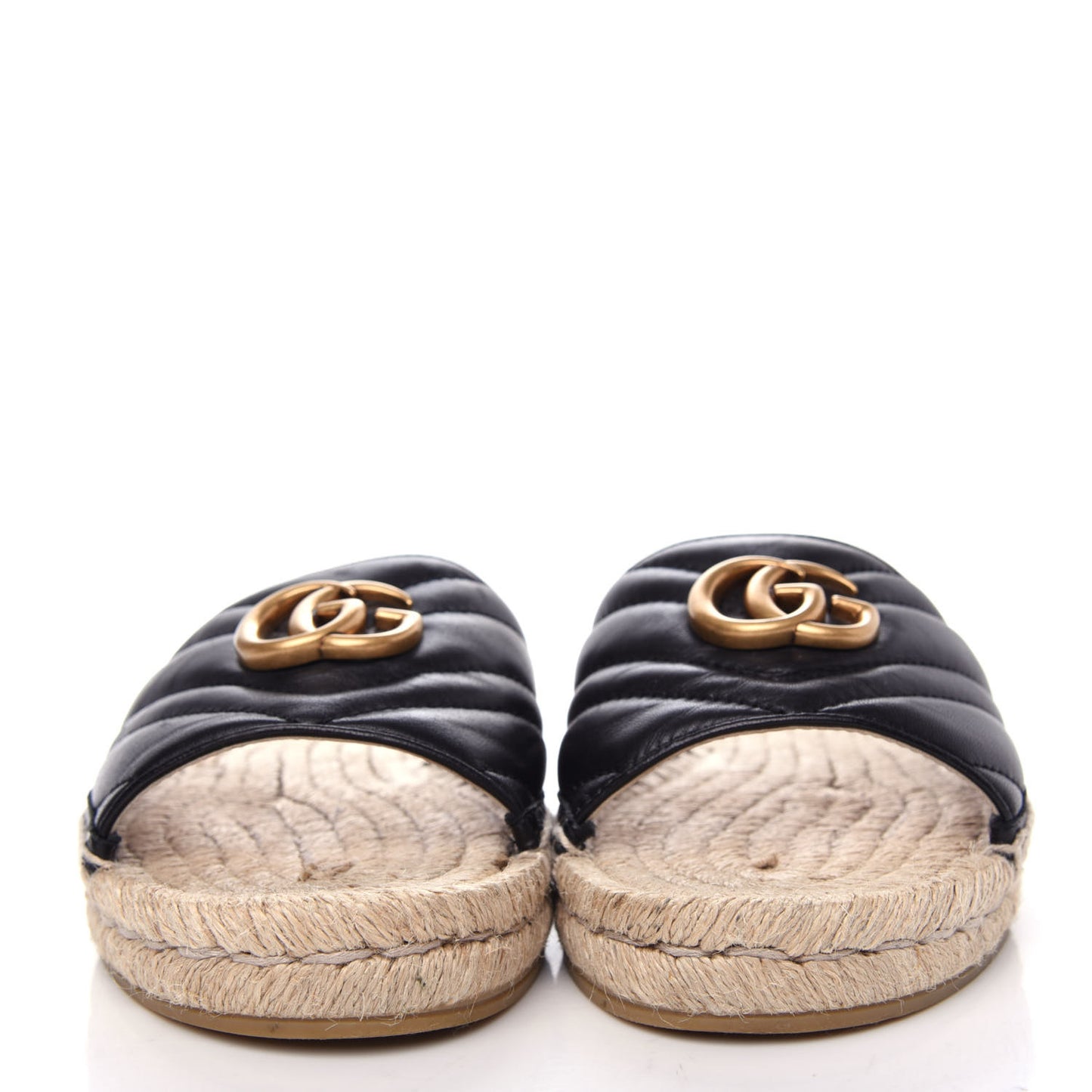 Nappa Matelasse GG Marmont Espadrille Slide Sandals 38 Black