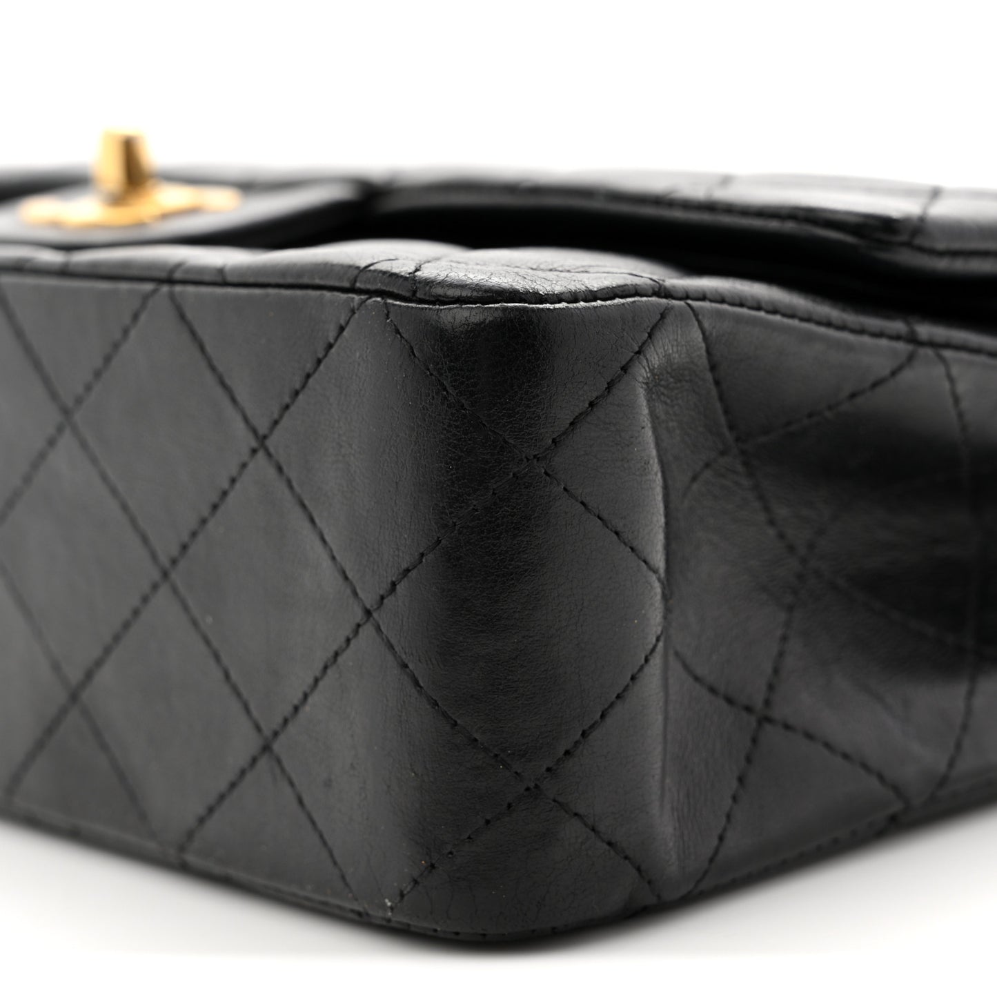Lambskin Quilted Medium Double Flap Black