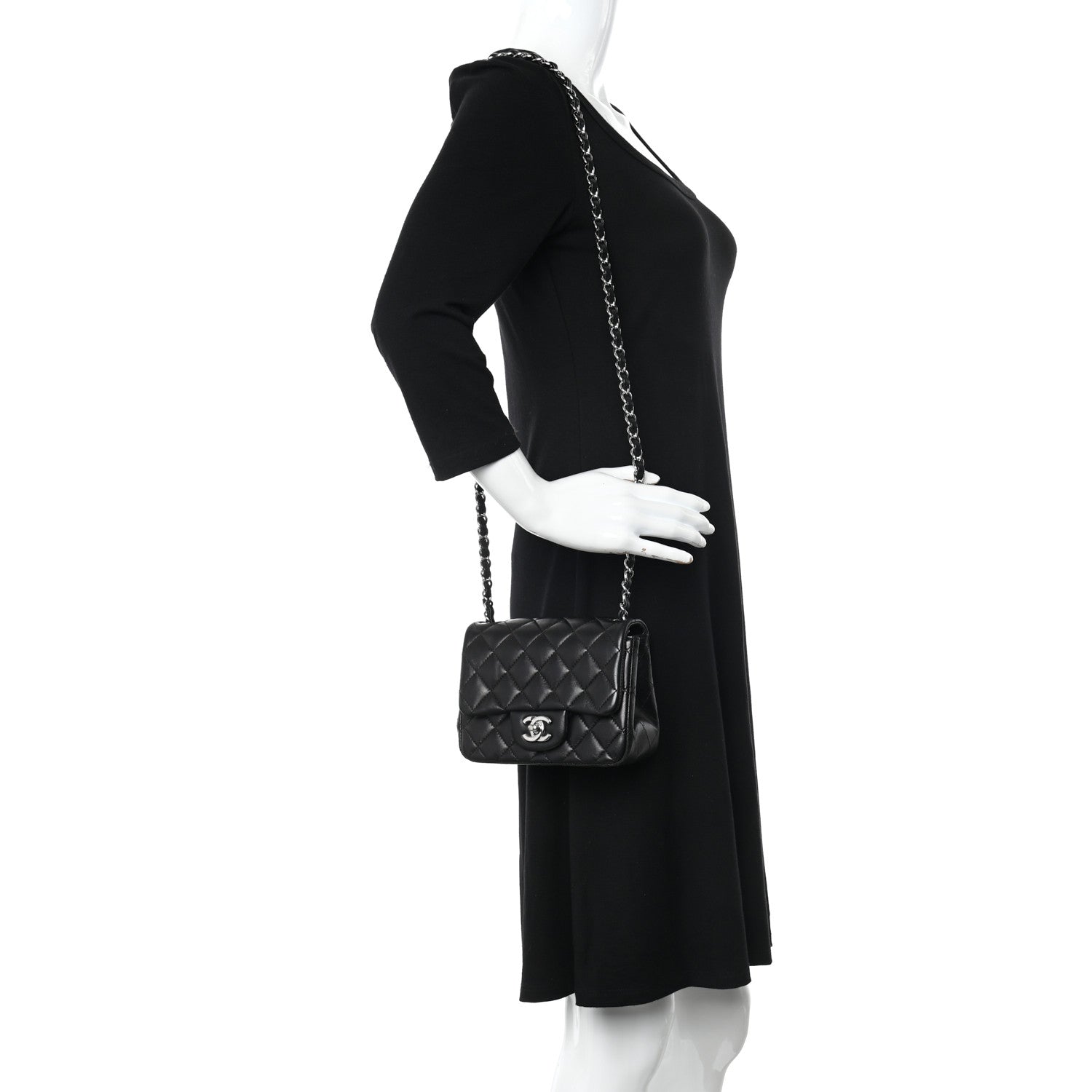 Chanel Lambskin Quilted Mini Square Flap Black 2 of 10