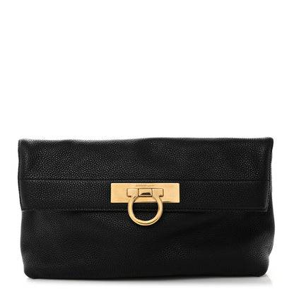 Salvatore Ferragamo Calfskin May Clutch Black 1 of 8
