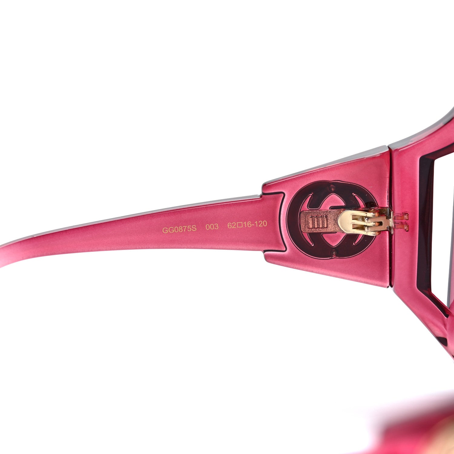 Gucci Acetate Round Sunglasses GG0875S Burgundy Orange 6 of 7