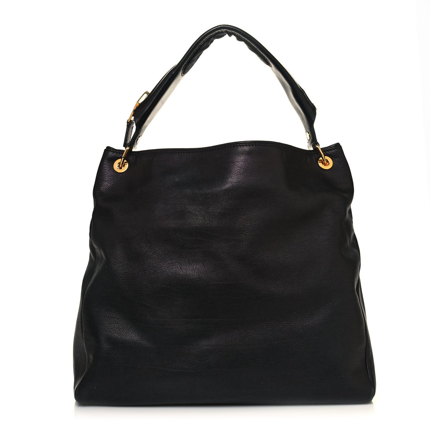 Calfskin Zipper Strap Hobo Black