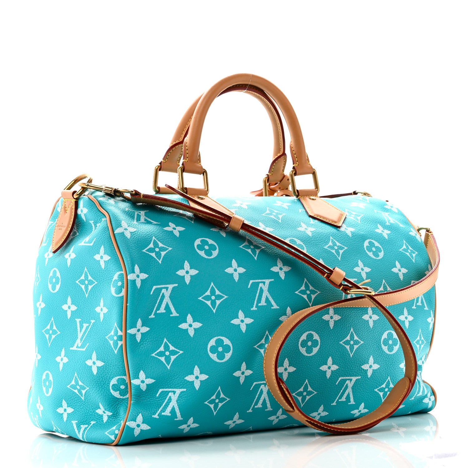 Louis Vuitton Calfskin Monogram Speedy P9 Bandouliere 40 Turquoise 4 of 11