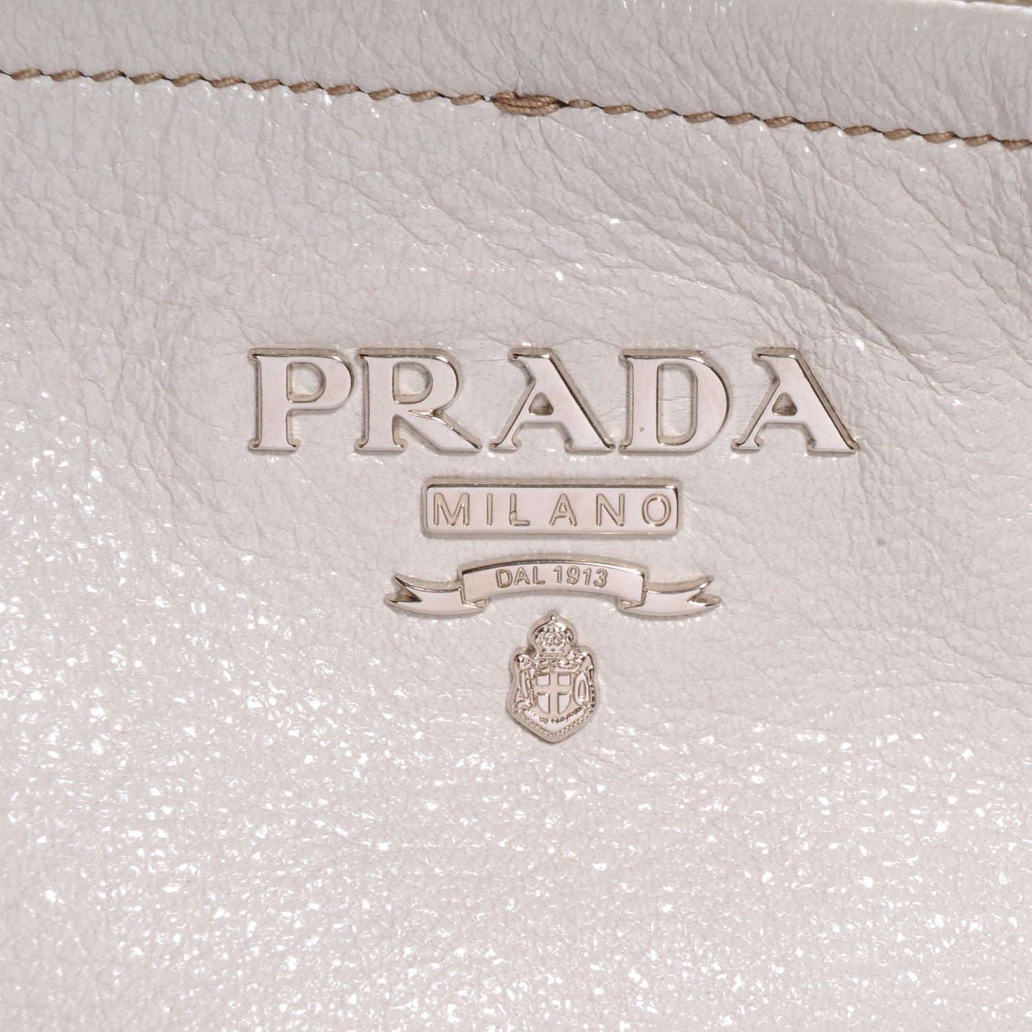 Prada Cervo Lux Deerskin Chain Shoulder Bag Talco 10 of 14