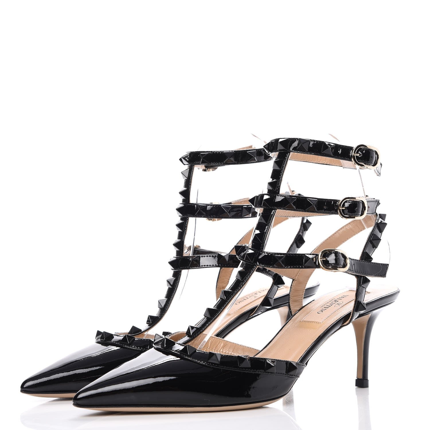 Valentino Garavani Patent Monochrome Rockstud Ankle Strap 65mm Pumps 37 Black 3 of 12