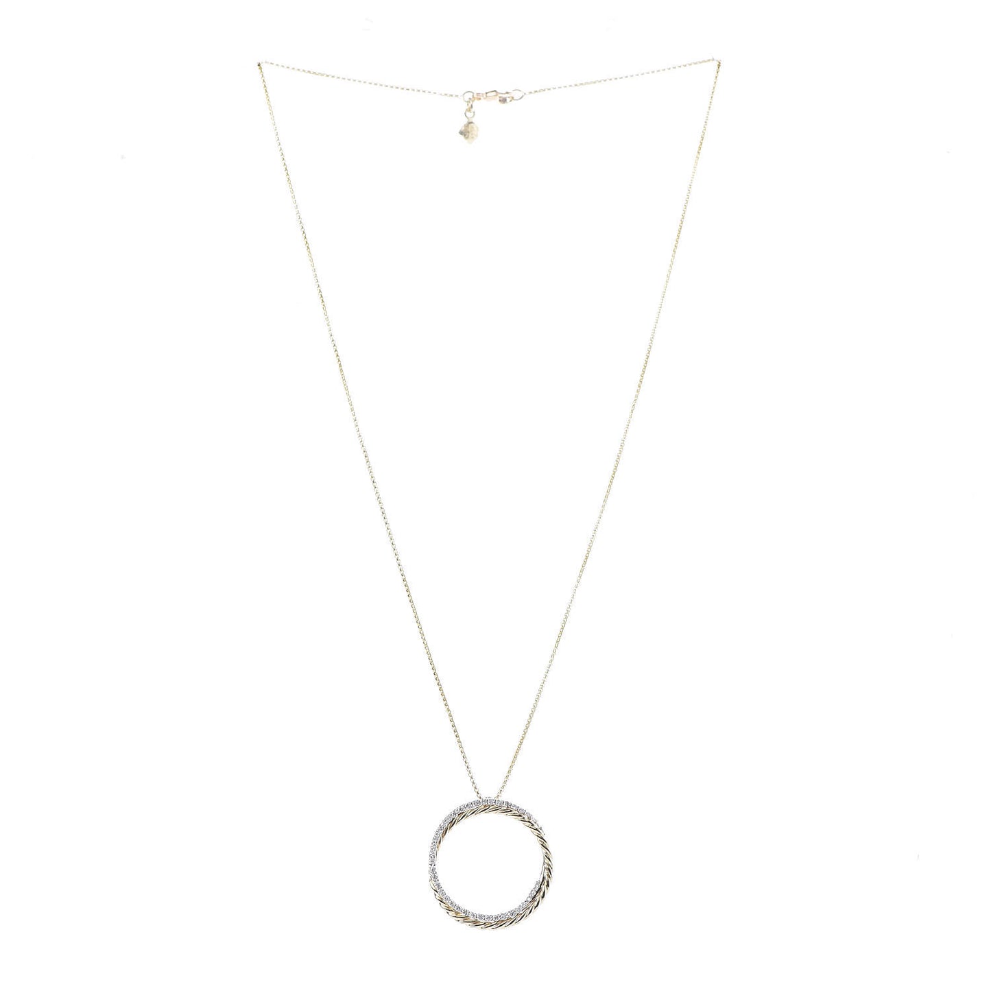 18K Yellow Gold Diamond 25mm Crossover Pendant Necklace