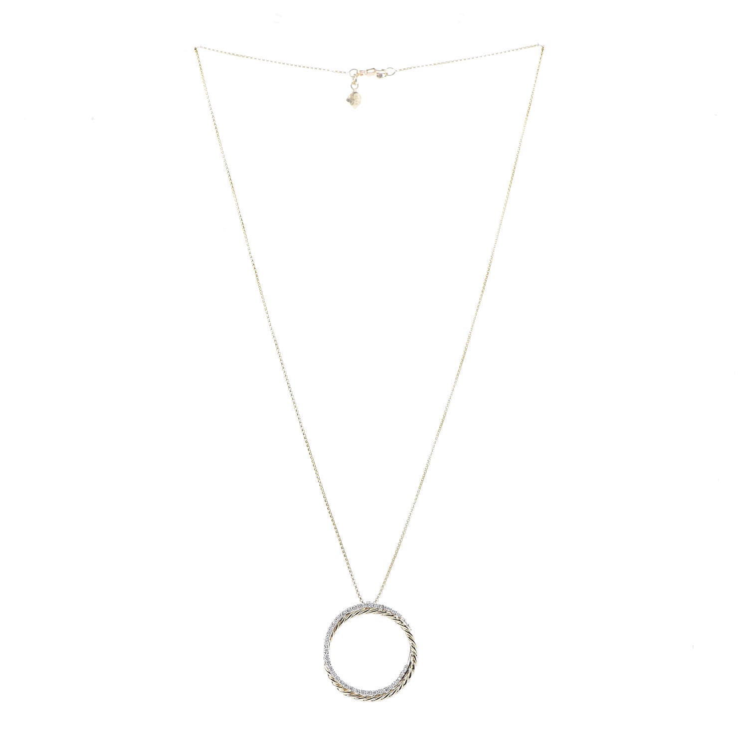 David Yurman 18K Yellow Gold Diamond 25mm Crossover Pendant Necklace 3 of 4