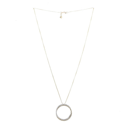 David Yurman 18K Yellow Gold Diamond 25mm Crossover Pendant Necklace 3 of 4