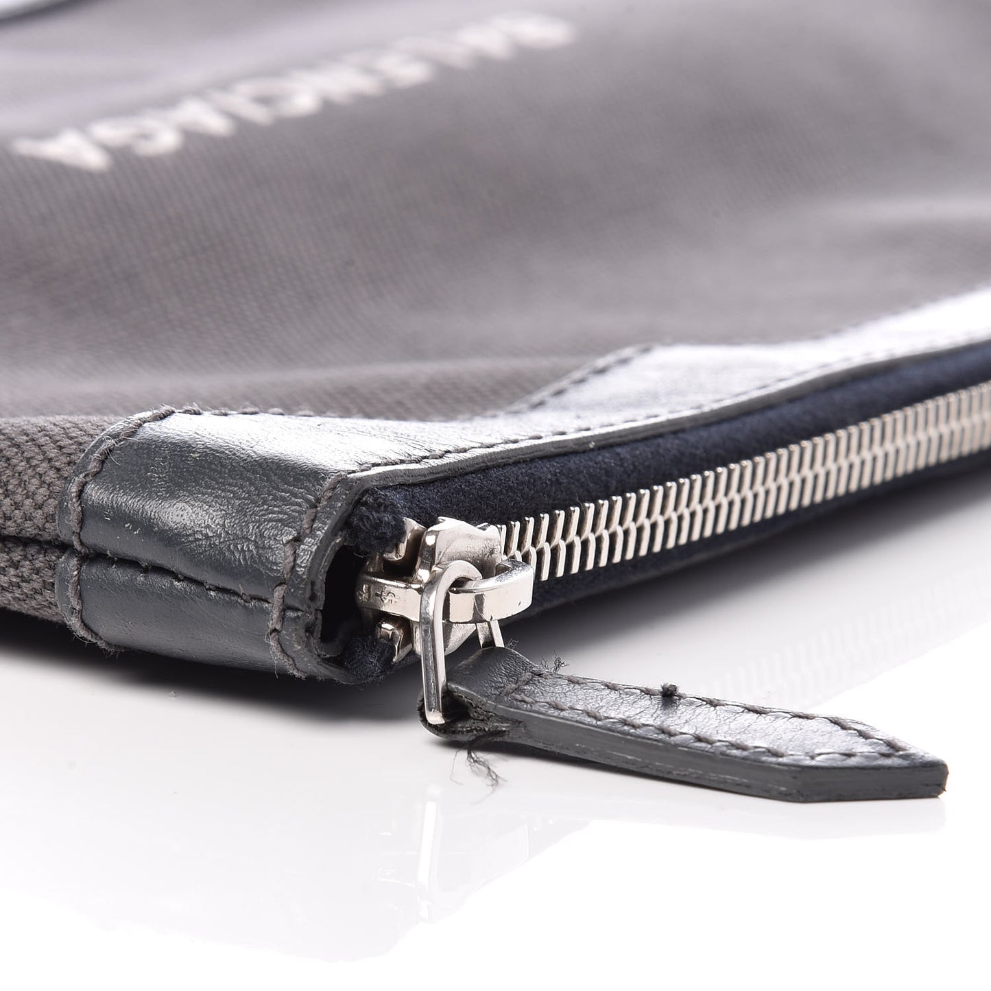 Cotton Canvas Calfskin Logo Clutch Ombre Grey Gradient