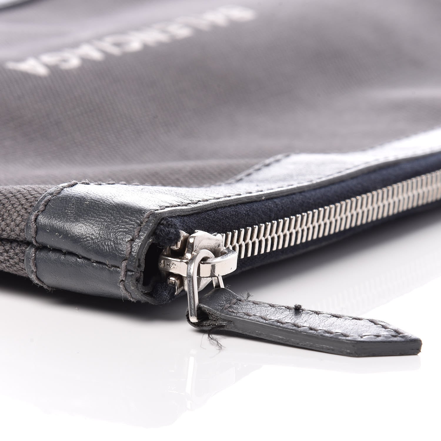 Balenciaga Cotton Canvas Calfskin Logo Clutch Ombre Grey Gradient 10 of 12
