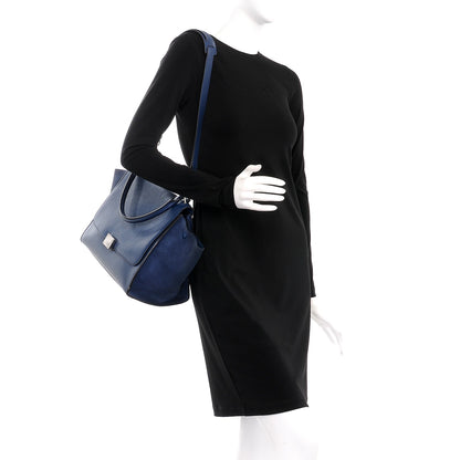 Celine Drummed Calfskin Suede Medium Trapeze Ocean Blue 2 of 16