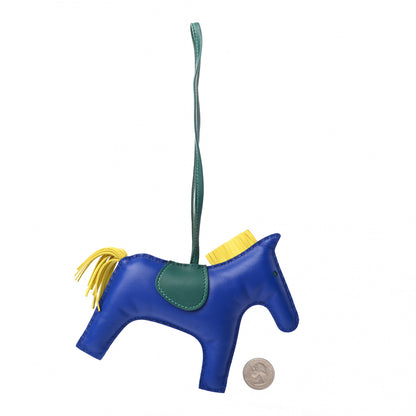 Hermes Milo Lambskin Grigri Rodeo Horse Bag Charm GM Bleu Electrique Malachite Lime 2 of 3
