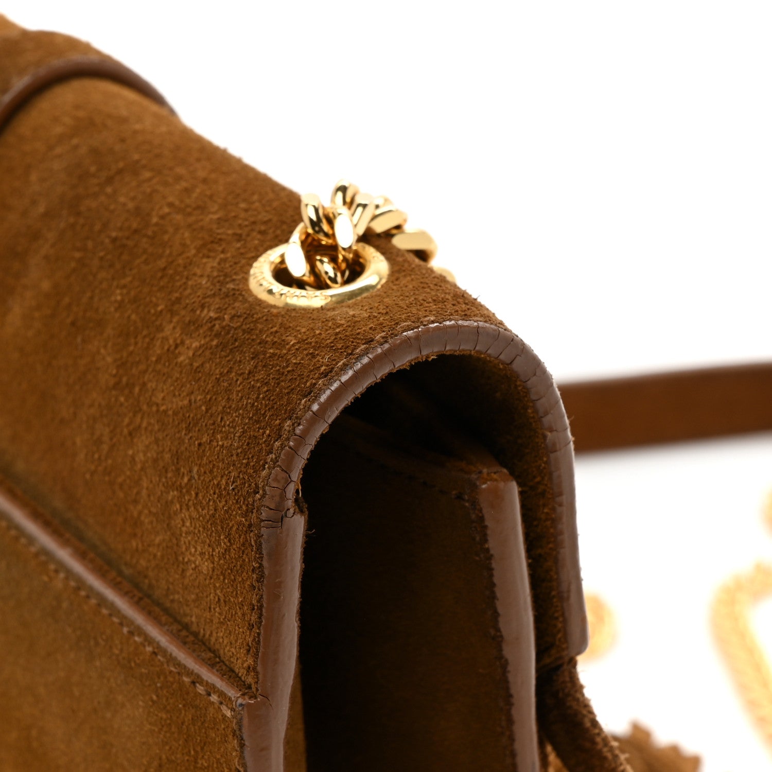 Saint Laurent Suede Fringe Small Monogram Satchel Light Ocre 13 of 14