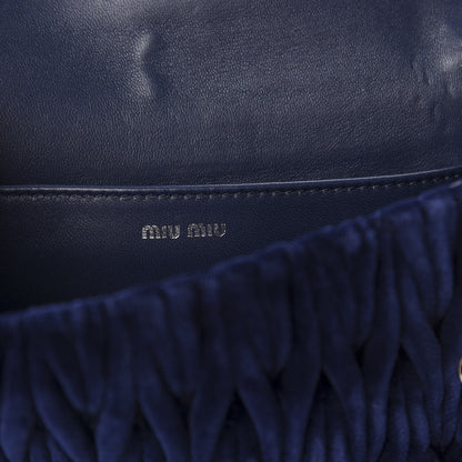 Miu Miu Velluto Matelasse Crystal Embellished Chain Shoulder Bag Inchiostro 8 of 9