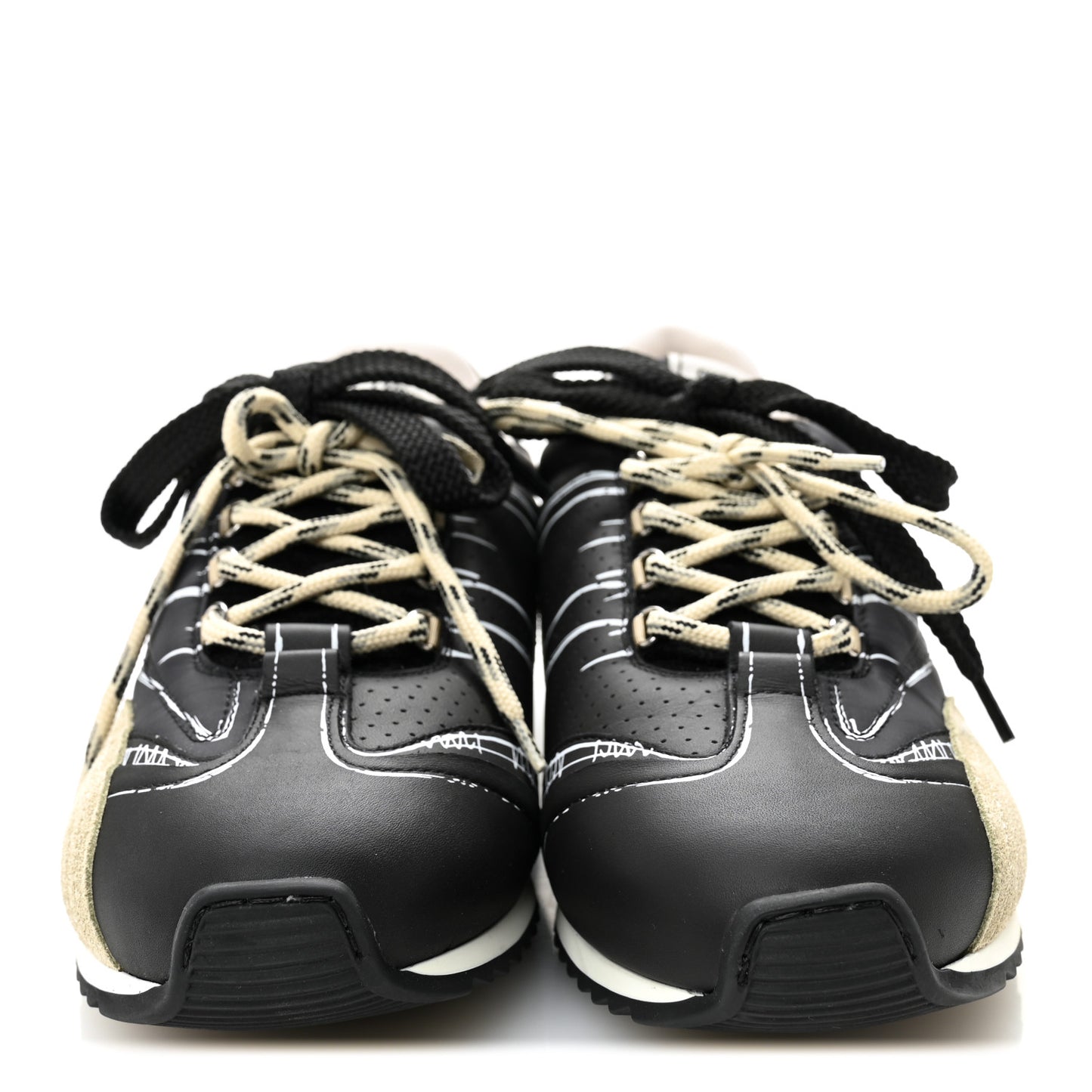 Calfskin Nylon Womens D-Sketch Sneakers 39 Black