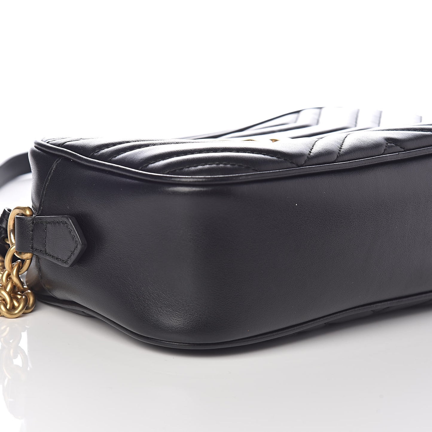 Calfskin Matelasse Small GG Marmont Chain Shoulder Bag Black