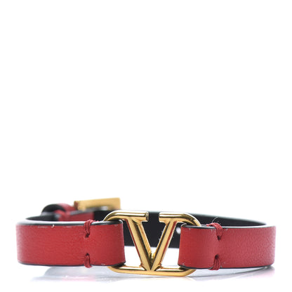 Valentino Garavani Calfskin VLogo Bracelet Red 1 of 4