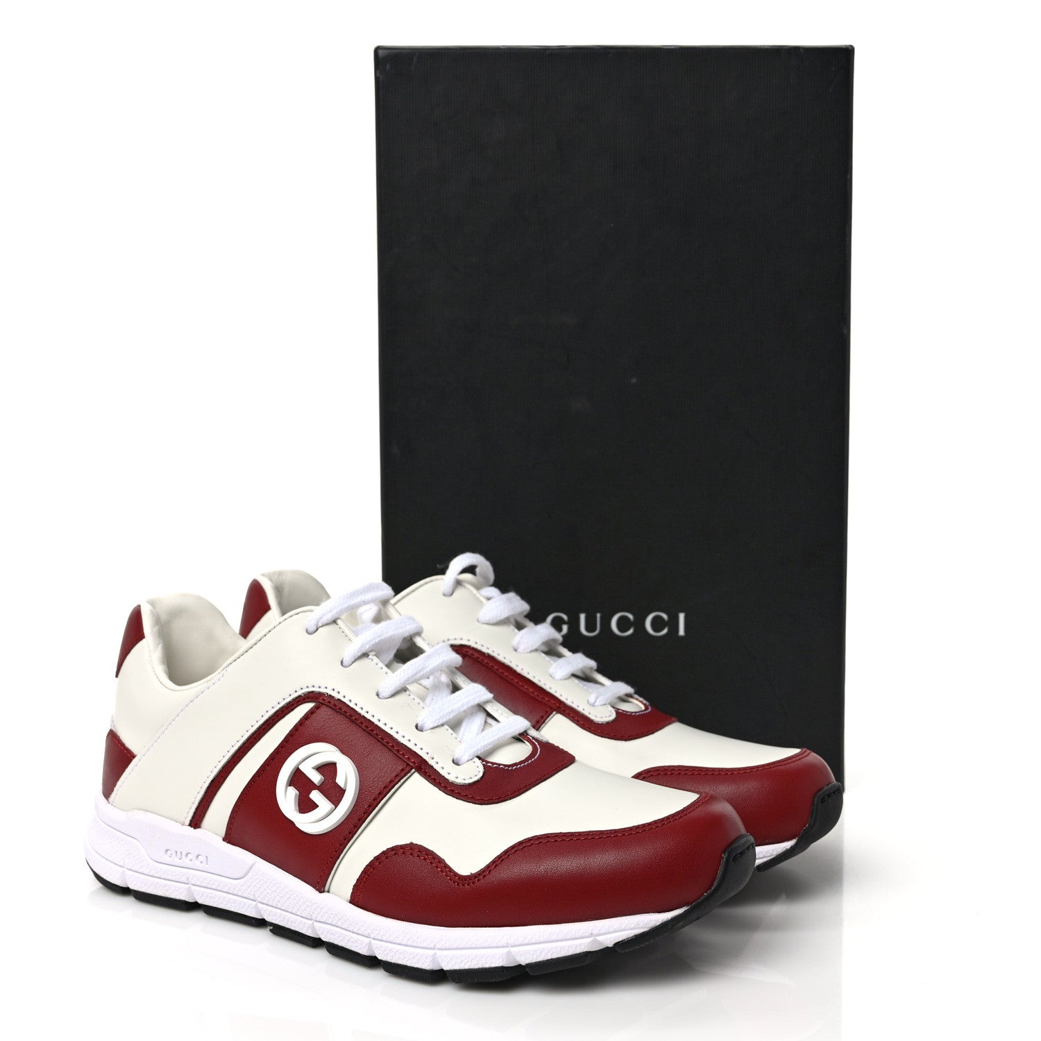 Gucci Calfskin Womens Interlocking G Sneakers 37 White Rosso 10 of 10
