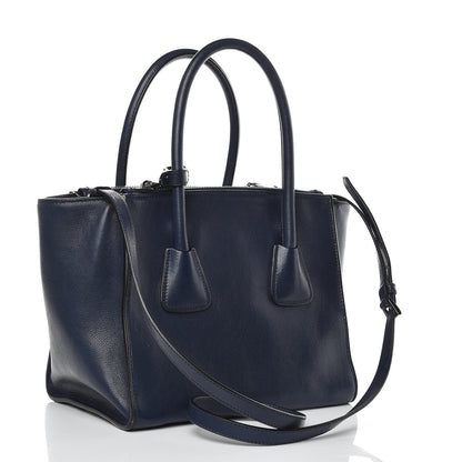 Prada Glace Calf Small Twin Pocket Tote Baltico 3 of 12