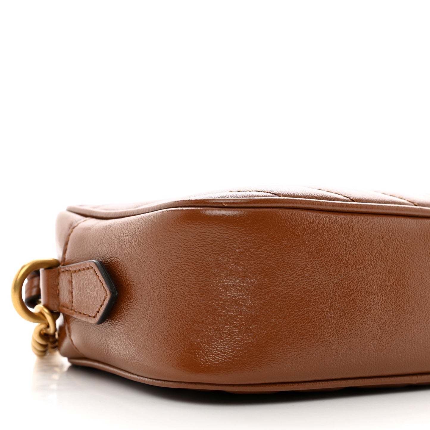 Glazed Calfskin Matelasse Diagonal Mini GG Marmont Chain Shoulder Bag Cuir