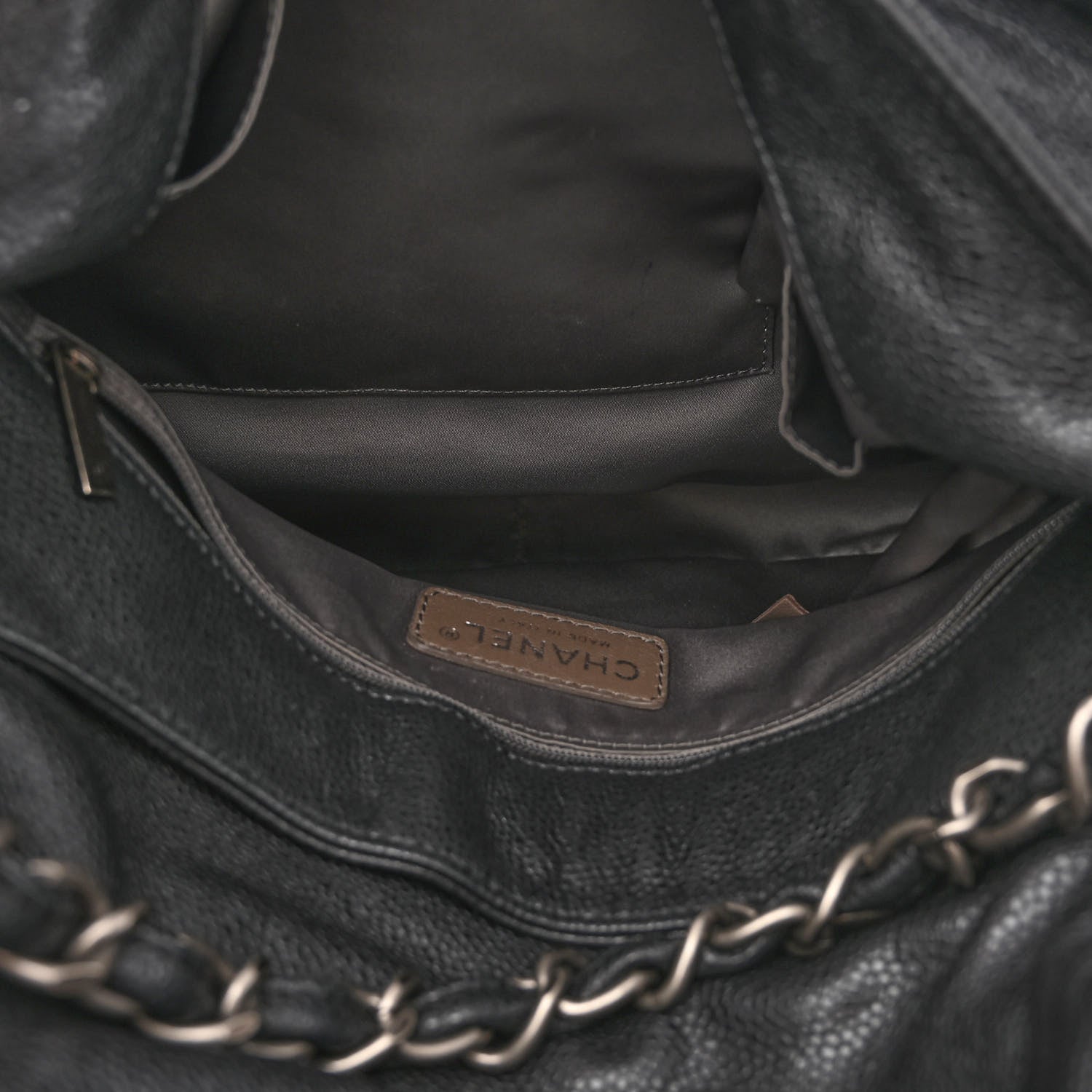 Chanel Glazed Caviar Coco Rider Flap Hobo Dark Grey 5 of 10