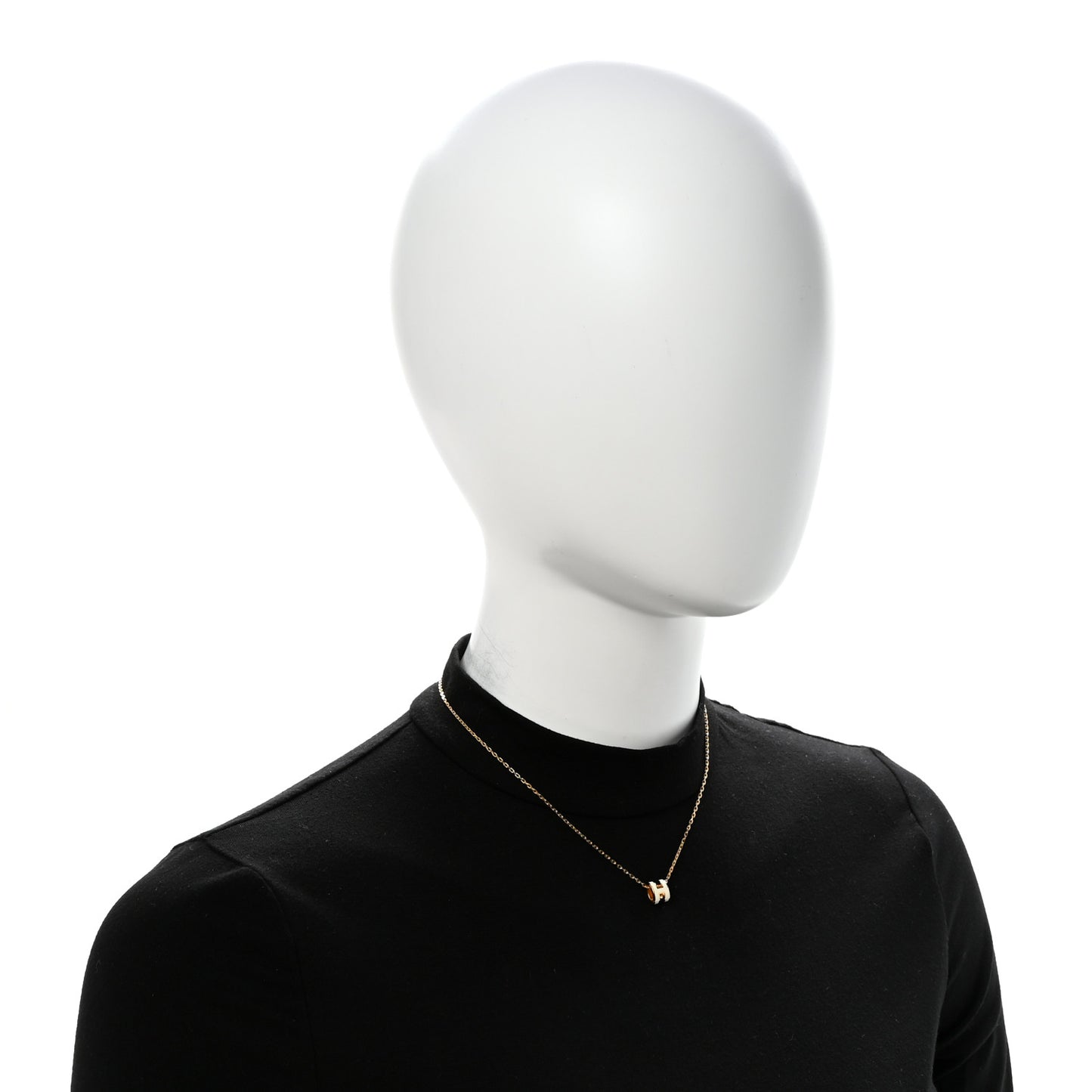 Lacquered Gold Mini Pop H Pendant Necklace White