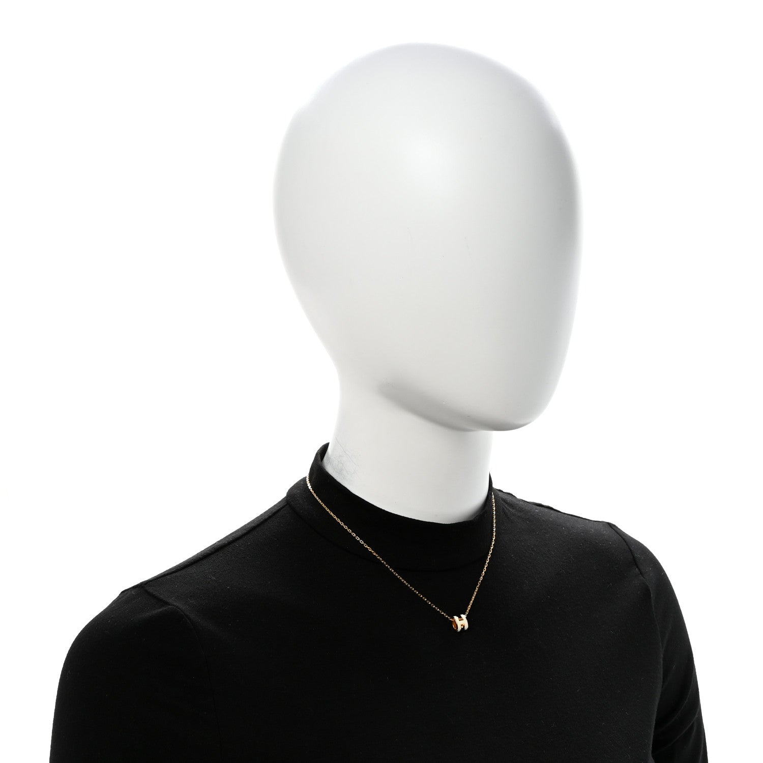 Hermes Lacquered Gold Mini Pop H Pendant Necklace White 2 of 6