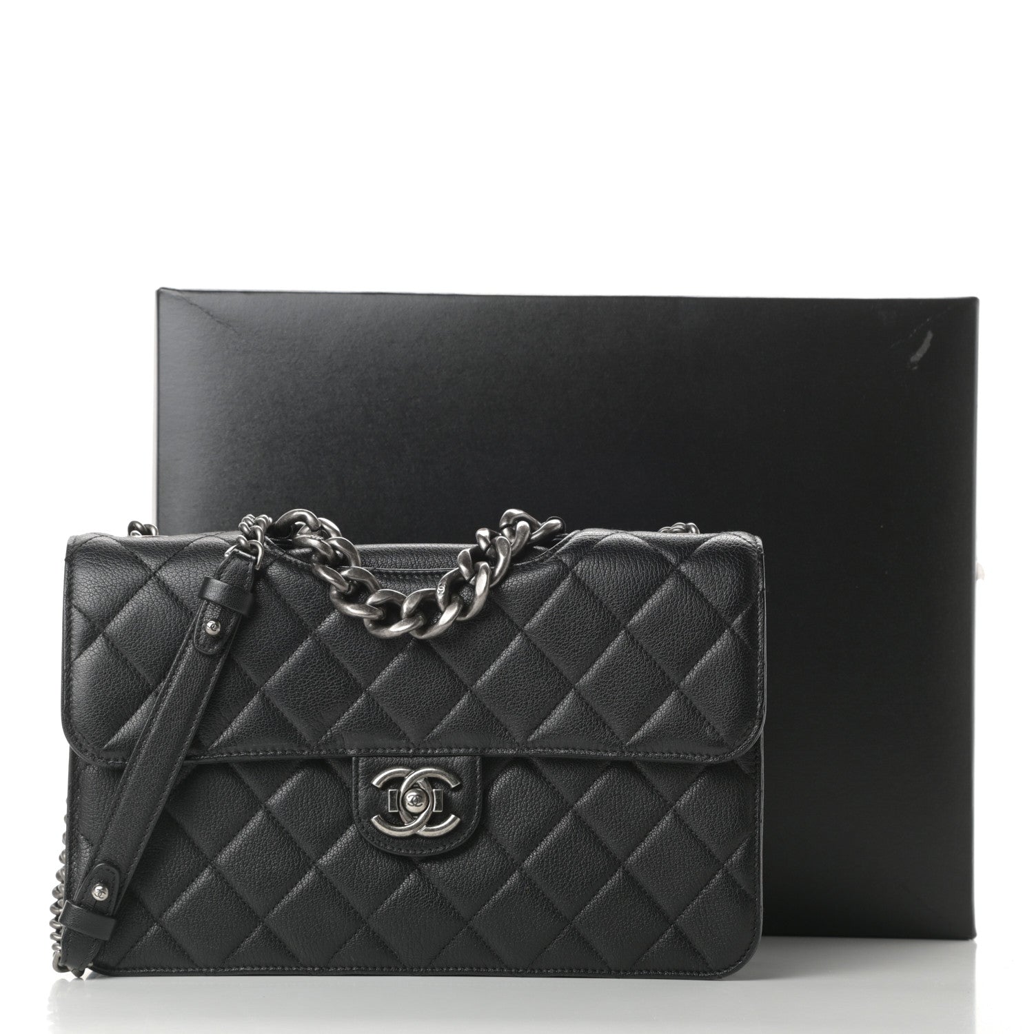 Chanel Goatskin Quilted Large Perfect Edge Flap Black 14 of 14