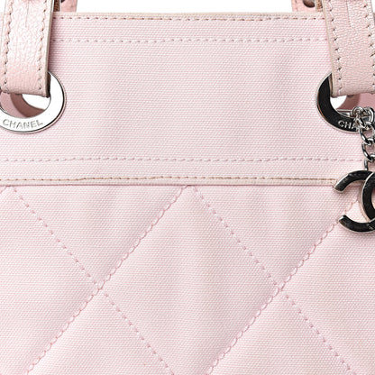 Chanel Coated Canvas Quilted Small Paris Biarritz Tote Pink 16 of 25