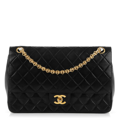 Chanel Lambskin Quilted Medium Double Flap Bijoux Chain Black 1 of 8