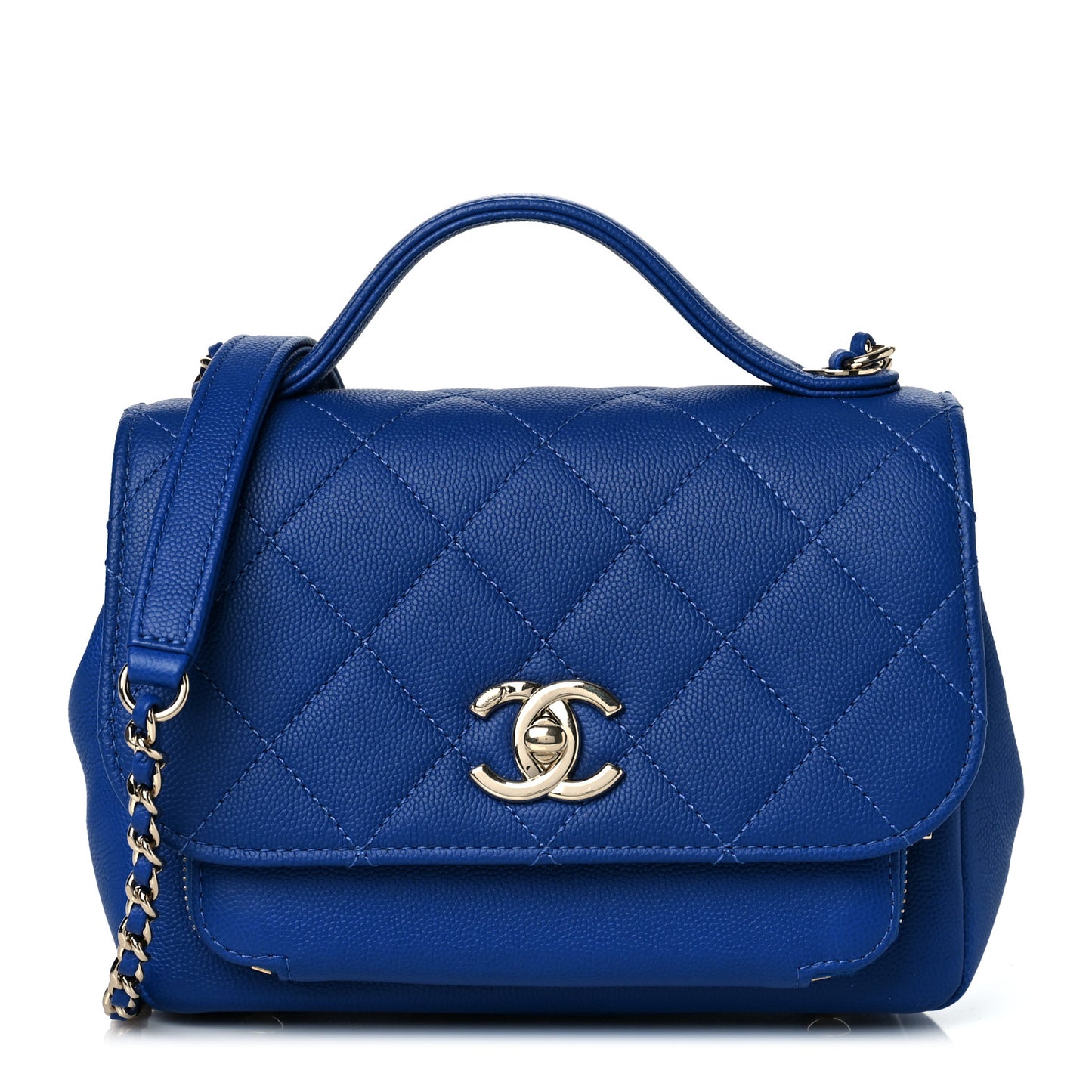 Caviar Quilted Small Business Affinity Flap Dark Blue