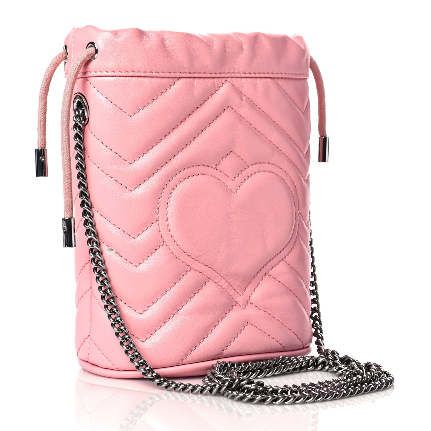 Calfskin Matelasse Mini GG Marmont 2.0 Bucket Bag Wild Rose